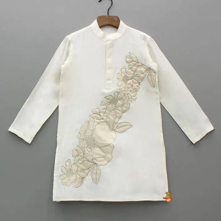 Fashion Chanderi Kurta With Applique Embroidery And Pyjama BOY Indian Ethnic Wear | Ethnic Sets