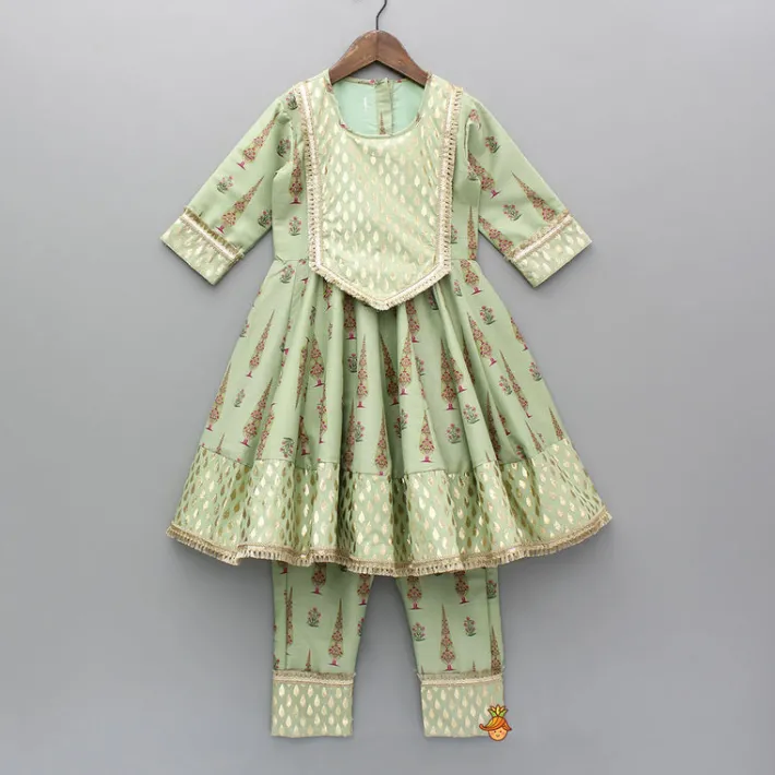 Best Chanderi Printed Long Kurti And Pant With Dupatta Twinning Sets | Ethnic Wear