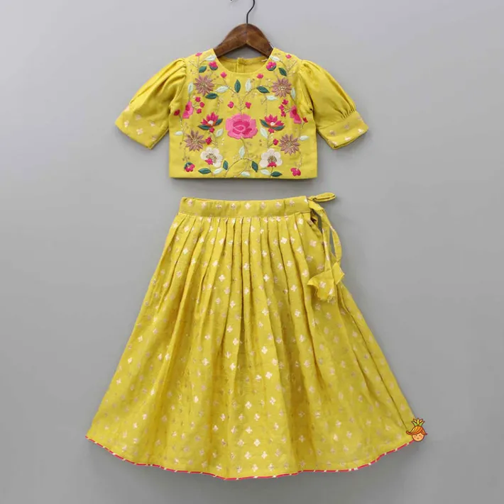 Hot Chanderi Silk Mustard Top And Lehenga Twinning Sets | Ethnic Wear
