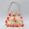 New Charming Faux Mirror Work Dual Toned Fringed Detailed Potli Bag Bags
