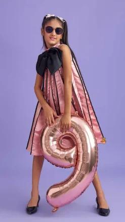 Outlet Charming Pink And Black Stylish Pleated Dress Dresses & Sets | Dresses