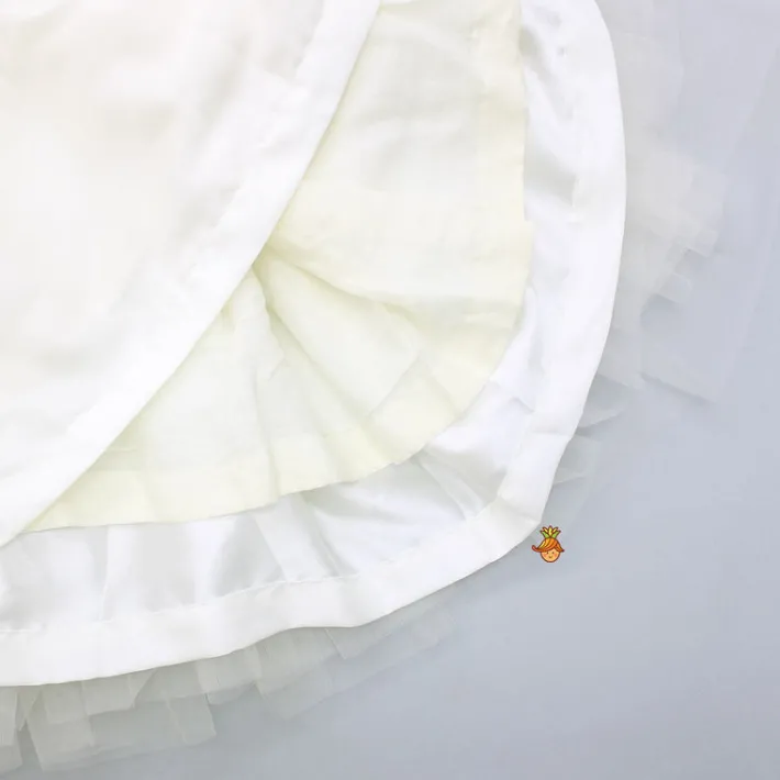 Best Checks Embroidered Yoke Off White Dress With Back Sequined Bow Dresses & Sets | Dresses