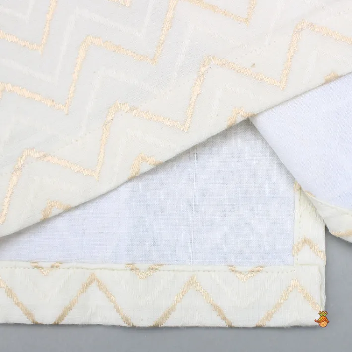 New Chevron Embroidered Off White Kurta And Dual Tone Dhoti BOY Indian Ethnic Wear | Ethnic Sets