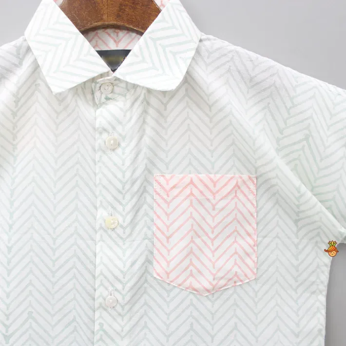 New Chevron Printed Green Shirt BOY Shirts & Tees