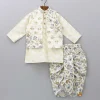 Outlet Chevron Printed Kurta With Open Jacket And Dhoti BOY Indian Ethnic Wear | Ethnic Sets