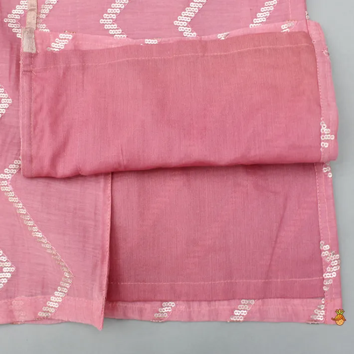Fashion Chevron-Embroidered Pink Kurta And Pant BOY Indian Ethnic Wear | Ethnic Sets