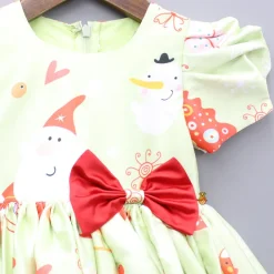 Outlet Christmas Theme Printed Green Flared Dress With Bowie Headband Dresses & Sets | Dresses