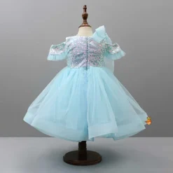 Outlet Cold Shoulder Layered Ruffle Net Blue Dress Dresses & Sets | Dresses