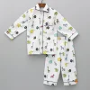 Clearance Collar Neck Animal Printed White Cotton Sleepwear BOY Sleep Wear | Sleepwear