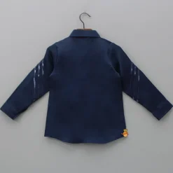 Hot Collar Neck Stripes Detailed Blue Shirt BOY Shirts & Tees