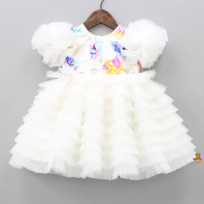Outlet Colourful Sequins Embellished White Fancy Dress Dresses & Sets | Dresses