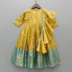 Sale Contrast Panel Detailing Mustard Kurti And Matching Dupatta Ethnic Wear | Kurtis & Jumpsuits