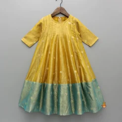 Sale Contrast Panel Detailing Mustard Kurti And Matching Dupatta Ethnic Wear | Kurtis & Jumpsuits