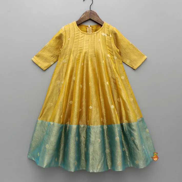 Sale Contrast Panel Detailing Mustard Kurti And Matching Dupatta Ethnic Wear | Kurtis & Jumpsuits