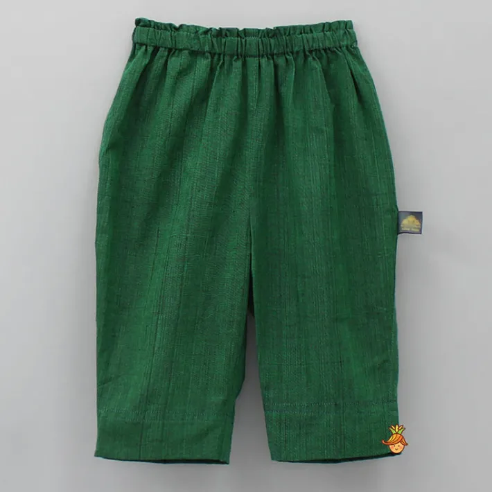 Online Contrasting Pocket Square Detail Green Short Kurta And Pyjama BOY Indian Ethnic Wear | Ethnic Sets