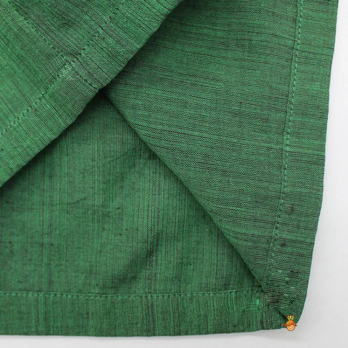 Online Contrasting Pocket Square Detail Green Short Kurta And Pyjama BOY Indian Ethnic Wear | Ethnic Sets