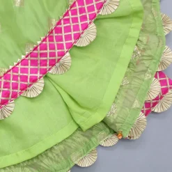 Clearance Contrasting Potli Buttons Detail Leaf Green Top And Gota Tassels Enhanced Lehenga Ethnic Wear | Lehengas & Ghagras
