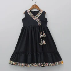 Clearance Contrasting Printed Lace Work Black Kurti Twinning Sets | Ethnic Wear