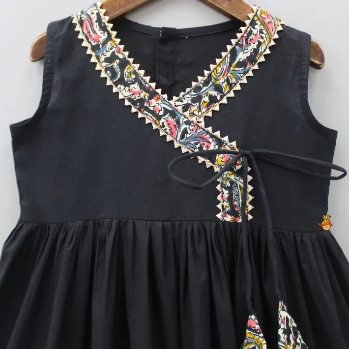 Clearance Contrasting Printed Lace Work Black Kurti Twinning Sets | Ethnic Wear