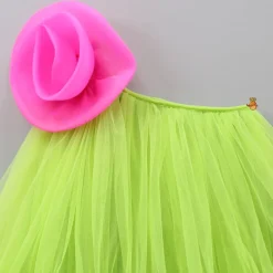 Sale Contrasting Rose Adorned One Shoulder Green Dress With Matching Knot Detail Hair Band Dresses & Sets | Dresses
