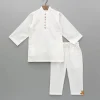 Hot Cotton Lurex Striped White Kurta And Pyjama BOY Indian Ethnic Wear | Ethnic Sets