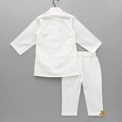 Hot Cotton Lurex Striped White Kurta And Pyjama BOY Indian Ethnic Wear | Ethnic Sets