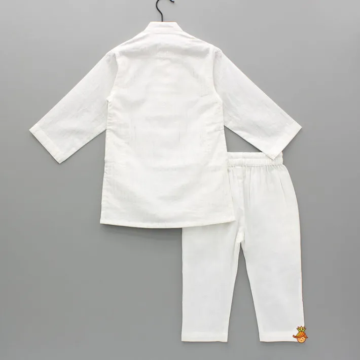 Hot Cotton Lurex Striped White Kurta And Pyjama BOY Indian Ethnic Wear | Ethnic Sets