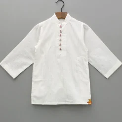 Hot Cotton Lurex Striped White Kurta And Pyjama BOY Indian Ethnic Wear | Ethnic Sets