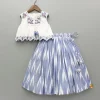 Outlet Cotton Top With Knot-Detailed Neckline And Ikat Printed Lehenga Ethnic Wear | Lehengas & Ghagras