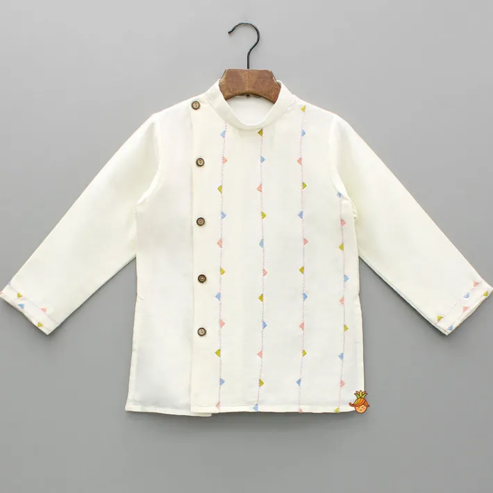 Discount Cream Embroidered Kurta And Pyjama BOY Indian Ethnic Wear | Ethnic Sets