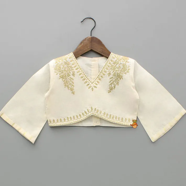 New Cream Embroidered Top And Lehenga With Dupatta Ethnic Wear | Lehengas & Ghagras