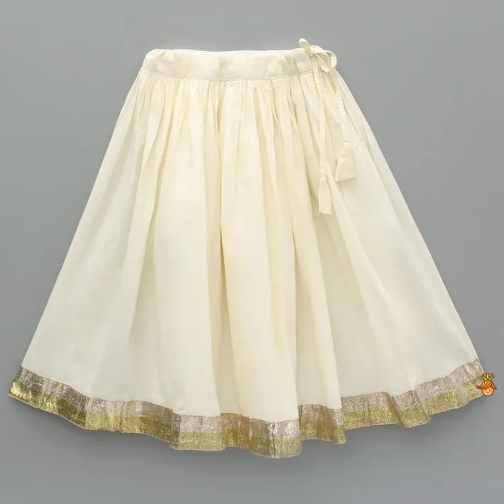 New Cream Embroidered Top And Lehenga With Dupatta Ethnic Wear | Lehengas & Ghagras