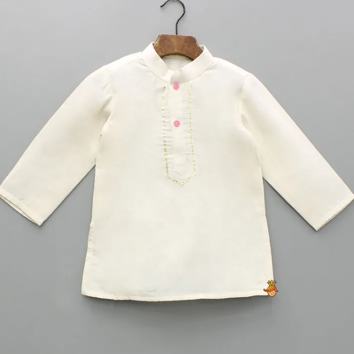 Clearance Cream Kurta And Bird Embroidered Jacket With Dhoti BOY Indian Ethnic Wear | Ethnic Sets