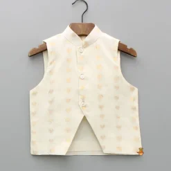 Best Cream Kurta And Heart Embroidered Jacket With Pyjama BOY Indian Ethnic Wear | Ethnic Sets