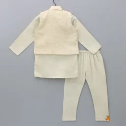 Online Cream Kurta With Embroidered Jacket And Pyjama BOY Indian Ethnic Wear | Ethnic Sets