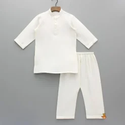 Fashion Cream Kurta With Purple Embroidered Jacket And Pyjama BOY Twinning Sets | Indian Ethnic Wear