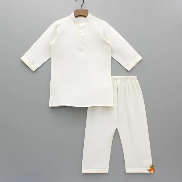 Fashion Cream Kurta With Purple Embroidered Jacket And Pyjama BOY Twinning Sets | Indian Ethnic Wear