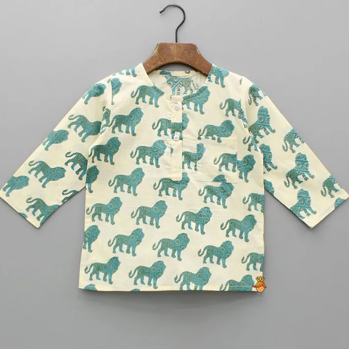 Discount Cream Lion Printed Top And Pyjama BOY Sleep Wear | Sleepwear