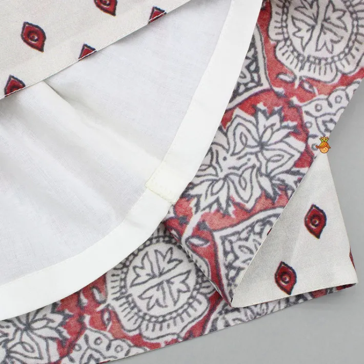 New Cream Printed Lace And Pleats Detailed Top And Lehenga Ethnic Wear | Lehengas & Ghagras