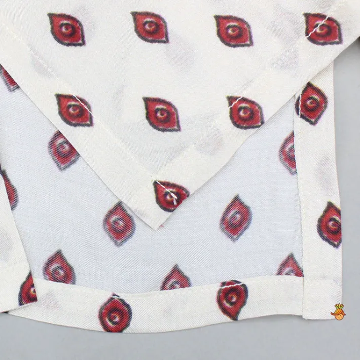 Discount Cream Printed Stylish Flap Kurta And Pant BOY Indian Ethnic Wear | Ethnic Sets