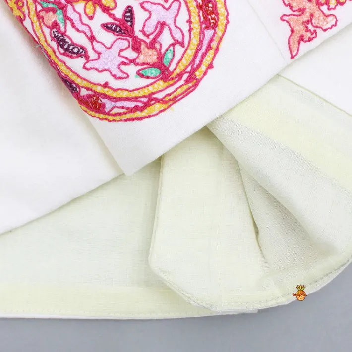 Online Cream Top With Embroidered Jacket And Palazzo Ethnic Wear | Palazzos & Shararas