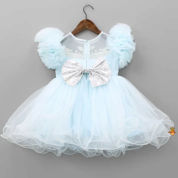 Fashion Cut Dana Embellished Blue Ruffled Sleeves Dress Dresses & Sets | Dresses