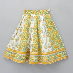 Discount Cut Out Hem White Top And Floral Printed Lehenga With Matching Lurex Striped Dupatta Twinning Sets | Ethnic Wear