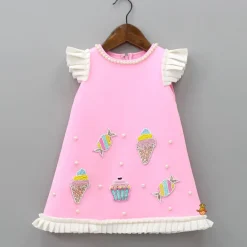 Discount Cute Candy Embroidered Baby Pink Dress With Matching Head Band Dresses & Sets | Dresses