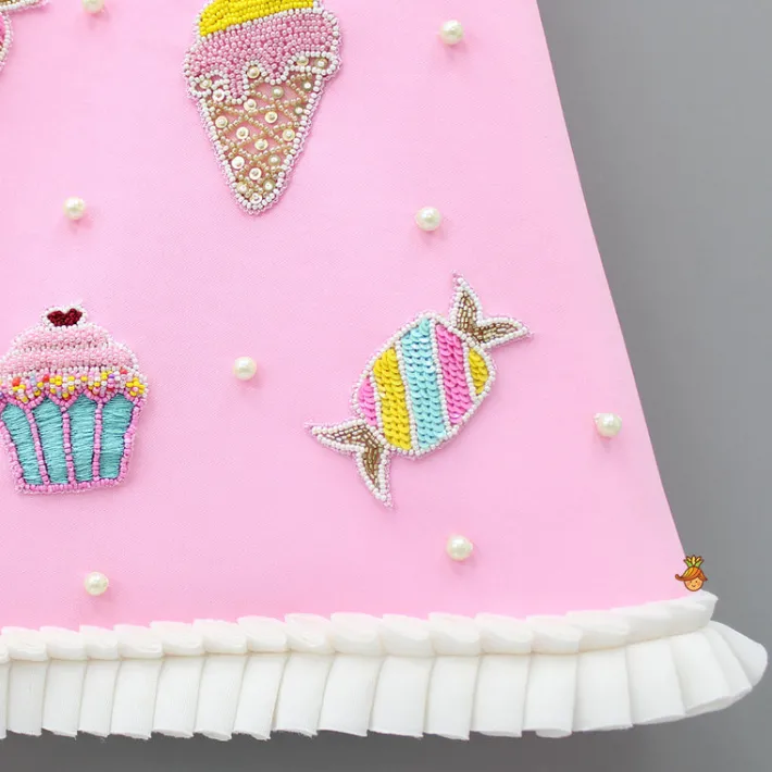Discount Cute Candy Embroidered Baby Pink Dress With Matching Head Band Dresses & Sets | Dresses