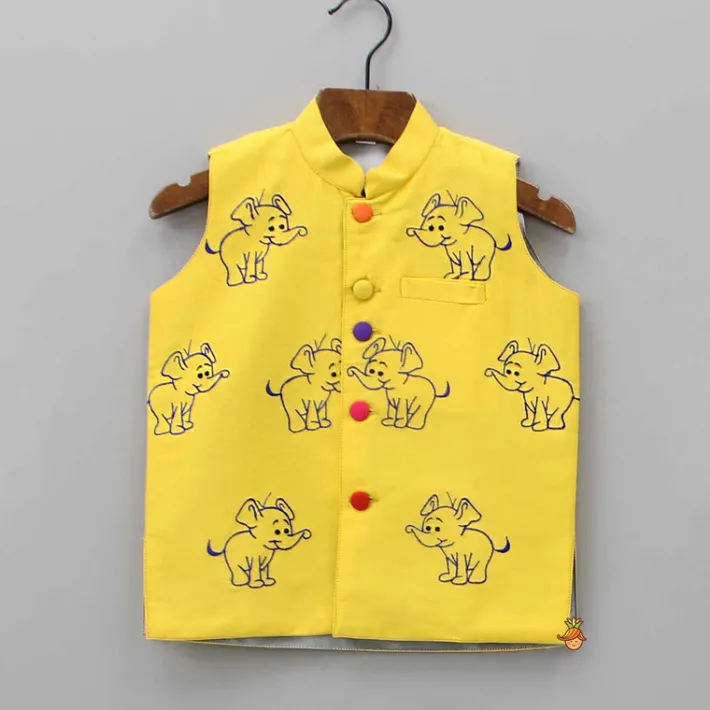 Hot Cute Elephant Embroidered Jacket BOY Indian Ethnic Wear | Ethnic Jackets