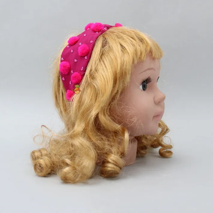 New Cute Pom Poms And Beads Detailed Pink Hair Band Hair Accessories | Hair Bands