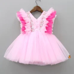 Online Cute Sequin Work Pink Dress With Hair Clip Dresses & Sets | Dresses
