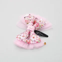 Online Cute Sequin Work Pink Dress With Hair Clip Dresses & Sets | Dresses