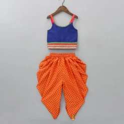 Online Dark Blue Top And Orange Dhoti Ethnic Wear | Dhotis & Patialas
